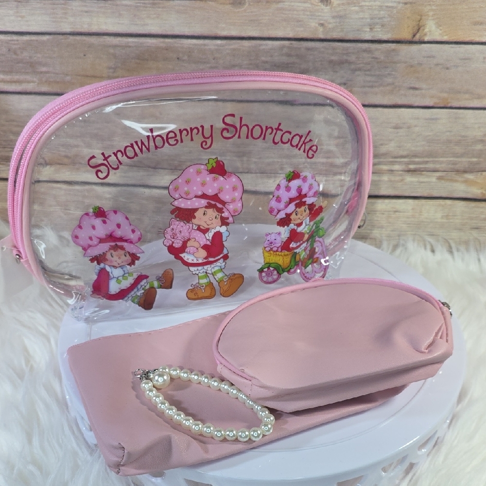 Strawberry Shortcake Pink Trio Cosmetic Bag Set